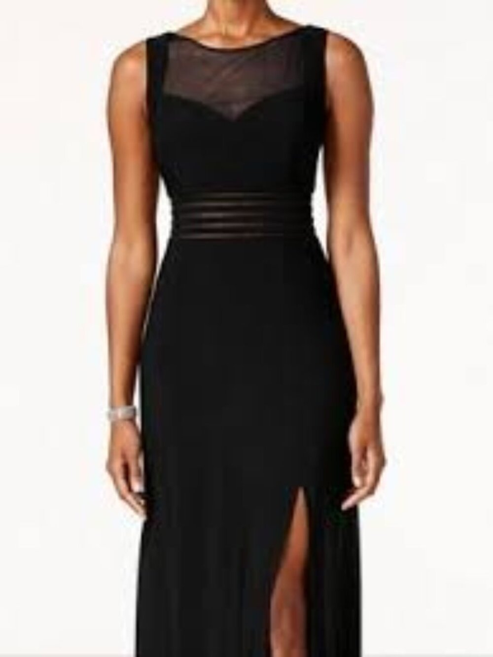 Night Way Collections Navy Mesh Sweet Heart Evening Gown, Sz. 10